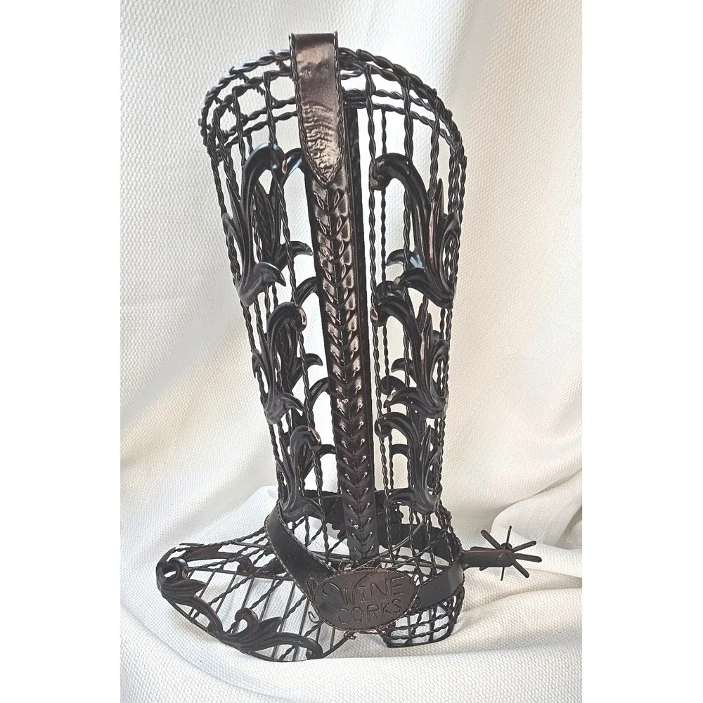 Wine Corks Metal Cowboy Boot Wine Cork Holder Dark Bronze Rustic Western Decor